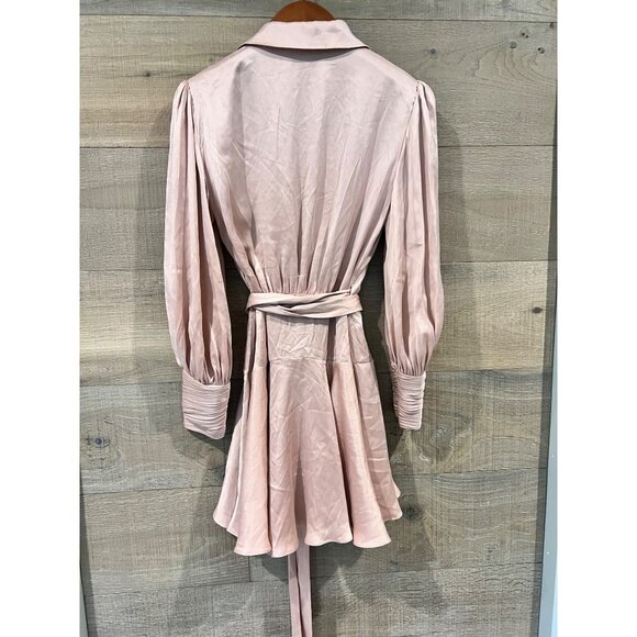 NEW ZIMMERMANN pale pink petal Silk Wrap Mini Dress Size 2/US 8/ M - Picture 8 of 12